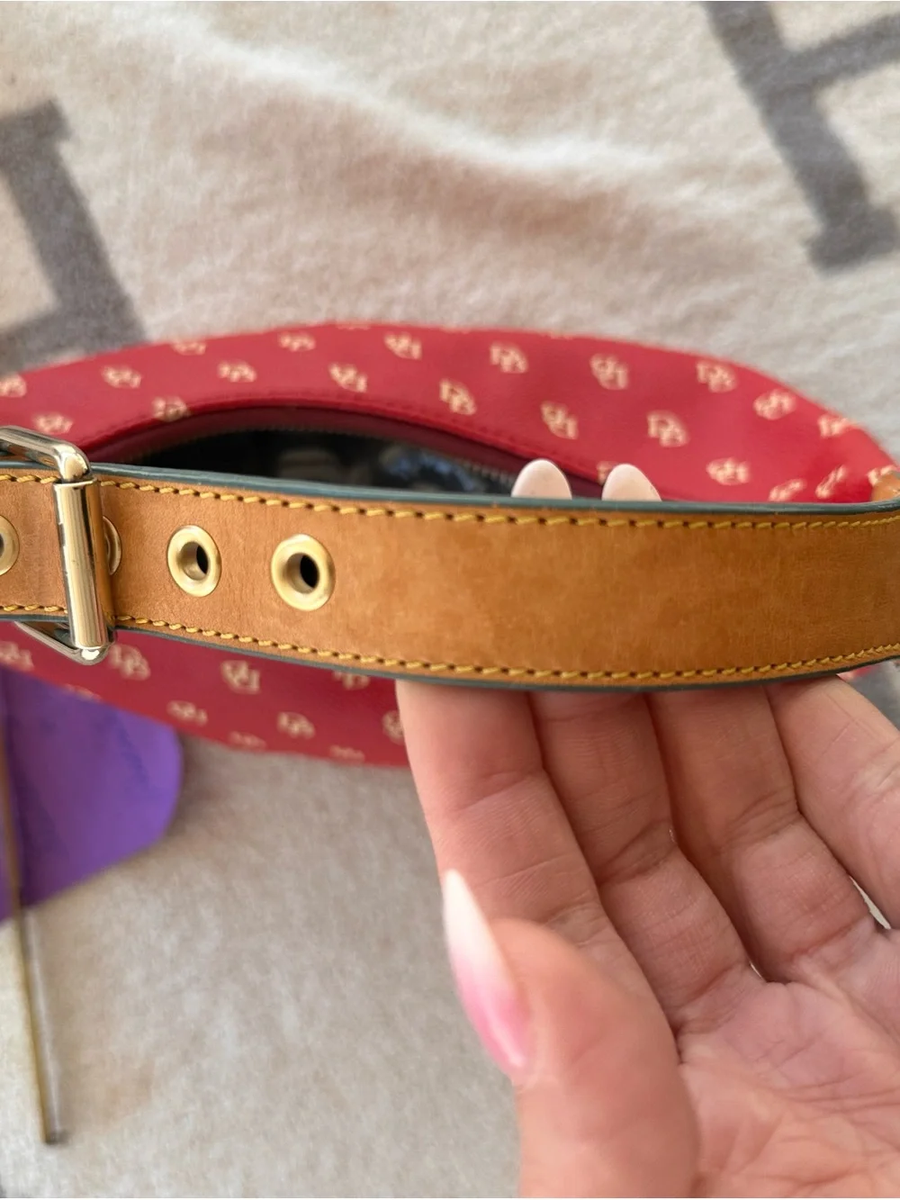 Dooney & Bourke Red Monogram Hobo Shoulder Bag